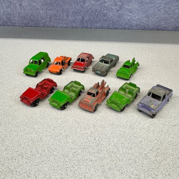 Vintage Mini Tootsie Toys Diecast Cars Lot of 10 Trucks Jeep Pickups Rare 1960s-
